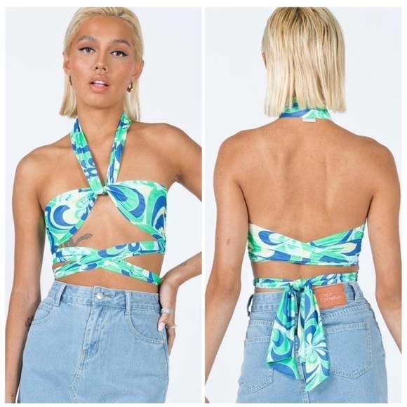 NEW Princess Polly Atkins Top in Green Floral - Picture 1 of 4